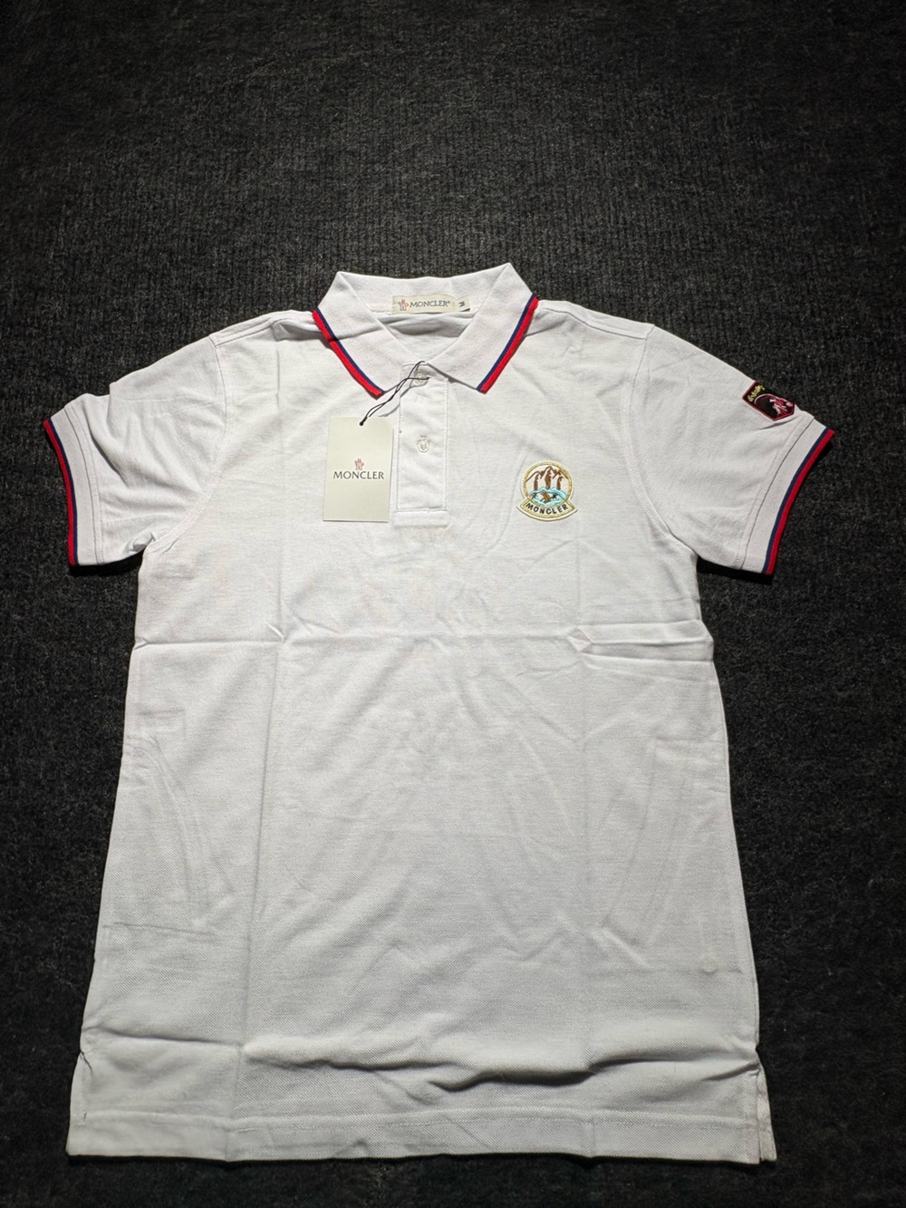 Moncler White Polo Shirt Size M